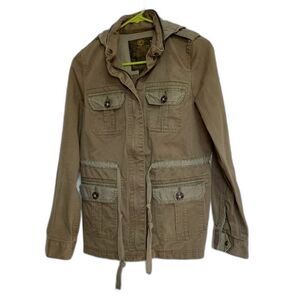 Lucky Brand Green Military Jacket Flap Buttoned Pockets Womens Small